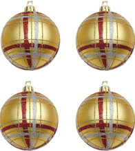 4 stk Glitrende Julekuler i Gull med Mønster ca 7 cm
