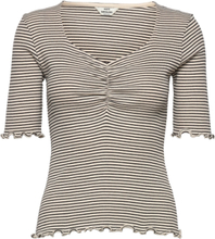 2X2 Cotton Stripe Tinna Tee T-shirts & Tops Short-sleeved Svart Mads Nørgaard*Betinget Tilbud