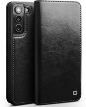 Qialino - Samsung Galaxy S22 - Leren bookcase hoes - Zwart