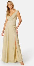 Goddiva Glitter Wrap Maxi Dress Light Gold XXL (UK18)