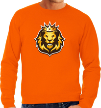 Koningsdag sweater oranje voor heren - oranje fan trui leeuwenkop met kroon