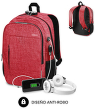Rygsæk til bærbar computer og tablet med USB output Subblim Urban Lock Backpack 16" Red