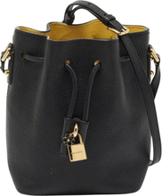 Dolce Gabbana Black Leather Small Claudia Drawstring Bucket Bag