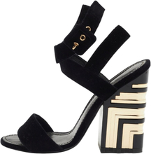 Louis Vuitton Black Velvet Ankle Wrap Sandals