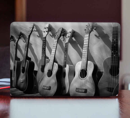 Stickers voor laptop Acht gitaren op een witte achtergrond