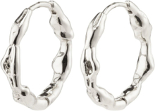 Zion Organic Shaped Medium Hoops Silver-Plated Accessories Jewellery Earrings Hoops Silver Pilgrim