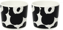 Marimekko - Unikko kopp uten hank 20 cl 2 stk svart/hvit