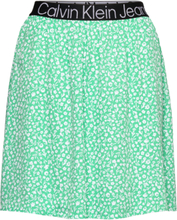 Logo Elastic Mini Skirt Kort Kjol Green Calvin Klein Jeans