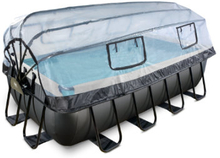 EXIT Black Leather Pool 400x200x100cm med Sand filterpumpe og afdækning og varmepumpe - sort