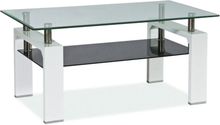 Clemson svart / vitt soffbord med glasskiva 110 x 60 cm