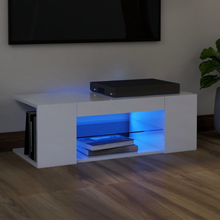 vidaXL TV-bänk med LED-belysning vit högglans 90x39x30 cm