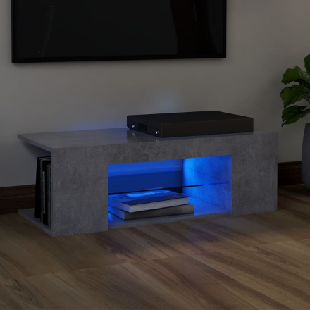 vidaXL TV-bänk med LED-belysning betonggrå 90x39x30 cm