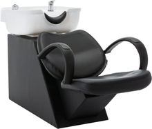 vidaXL Schamponeringsstol med handfat svart och vit konstläder