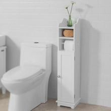 Fritstående badeværelsesskab med plads til toiletruller, hvid