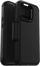 Otterbox Strada Case - iPhone 14 Pro leren bookcase hoesje - Zwart + Lunso Screenprotector