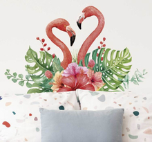 Muurstickers bloemen tropische flamingo's