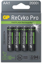 GP ReCyko Pro Rechargeable Battery, Photoflash, Size AA, 2000 mAh, 4-pack