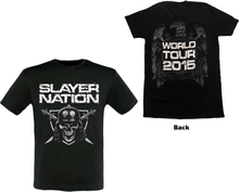Slayer: Unisex T-Shirt/Slayer Nation 2015 Dates (Back Print/Ex. Tour) (Medium)