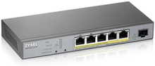 Zyxel GS1350-6HP, 6 Port managed CCTV PoE switch, long range, 60W, 802.3BT, Fanless