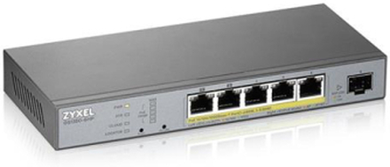 Zyxel GS1350-6HP, 6 Port managed CCTV PoE switch, long range, 60W, 802.3BT, Fanless