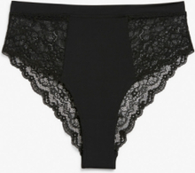 High waist lace front briefs - Black