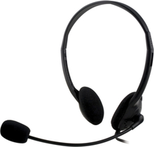 DELTACO, headset med mikrofon och volymkontroll 2m kabel