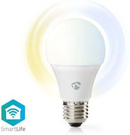 Nedis SmartLife LED-Lampor | Wi-Fi | E27 | 806 lm | 9 W | Varm till cool vit | 2700 - 6500 K | Energiklass: F | Android- / IOS | Glödlampa | 1 st.