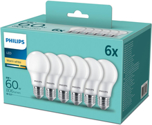 Philips: 6-pack LED E27 Normal Frost 60W 806lm