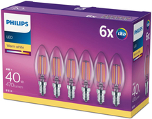Philips: 6-pack LED E14 Kron 4W (40W) Klar 470lm