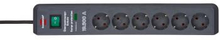 Brennenstuhl Secure-Tec uttagslist 6-vägs med överspänningsskydd (uttagslist med 2m kabel och strömbrytare, Konstruerad i Tyskland) grå