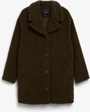 Oversized teddy lapel coat - Brown