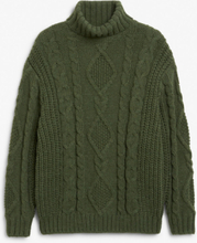 Heavy knitted roll neck sweater - Green