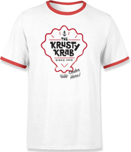 Spongebob Krusty Krab Unisex Ringer T-Shirt - White / Red - S - White