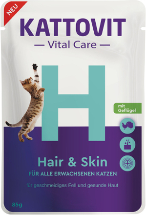 Kattovit Vital Care Hair & Skin Pouches mit Geflügel - 12 x 85 g
