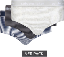 9er Pack seidensticker Cotton Flex Brief Slips Unterwäsche für Herren mit Logo-Bund Unterhose