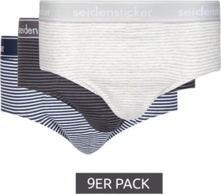 9er Pack seidensticker Cotton Flex Brief Slips Unterwäsche für Herren mit Logo-Bund Unterhose
