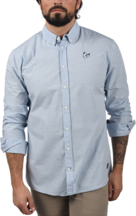 BLEND Herren Langarm-Hemd zeitloses Button-Down-Shirt mit gesticktem Patch 20708485