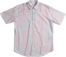 soulland Herren Kurzarm-Shirt gestreiftes Hemd Basil Weiß/Blau/Rot