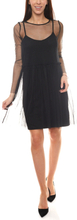 minimum Mini-Kleid teilweise transparentes Damen Kleid im Lagen-Look Schwarz