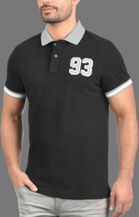 BLEND Gregor Herren Polo-Shirt griffiges Polo-Hemd mit abgesetztem Kragen 20703727 Schwarz