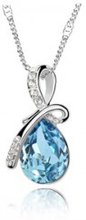 Halsband "Waterdrops" i kristall och silverplätering -Ljusblå