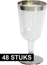 48x Luxe wijnglazen zilver/transparant 180 ml