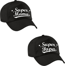 Super papa en Super mama petje zwart - Cadeau petten set voor Papa en Mama
