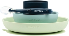 Nattou Soft Silicone Matset 4 delar Grön/Marin