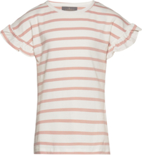 T-Shirt Ss Stripe T-shirts Short-sleeved Rosa Creamie*Betinget Tilbud