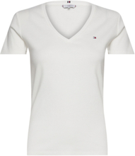 Slim Cody Rib V-Neck Ss Tops T-shirts & Tops Short-sleeved White Tommy Hilfiger