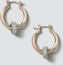 Pave Ball Mixed Metal Hoops
