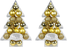 34x Gouden kunststof kerstballen pakket 3 cm