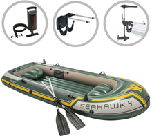 INTEX Oppblåsbart båtsett Seahawk 4 med påhengsmotor og brakett