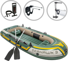 INTEX Oppblåsbart båtsett Seahawk 3 med påhengsmotor og brakett